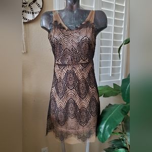 New! Black-and-tan lace dress size M